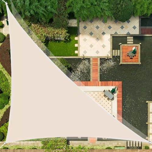 Tenda parasole triangolare color crema, 6 x 6 x 6 m, impermeabile, con blocco UV, per esterni, patio, resistente agli strappi, vele ombreggianti e protezione dalla pioggia