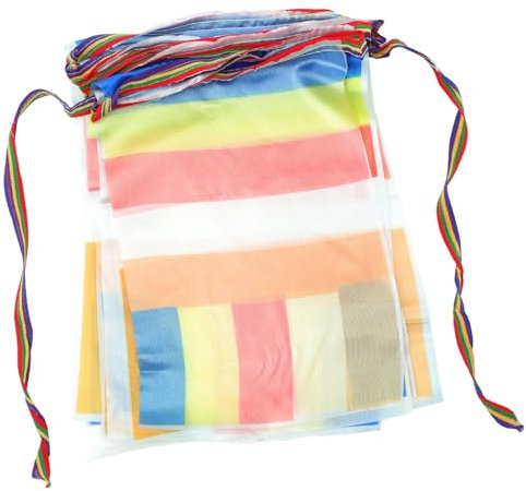 KONTONTY Buddhistische Gebetsfahnen aus Seidenstoff mit 5 Farben für Innen und Außenbereich Dekorative und Sichere Tibetische Gebetsgirlande für Meditation und Tempel