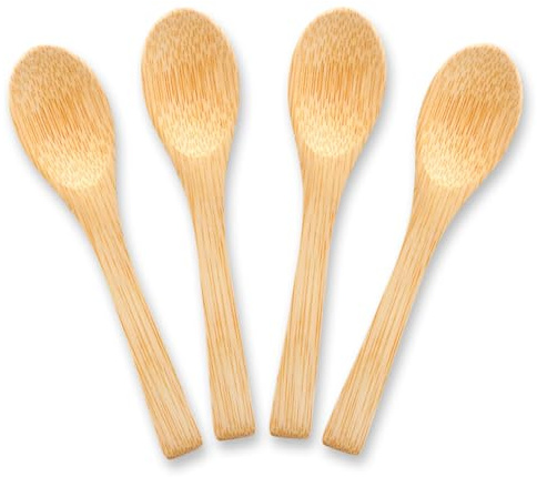 Confezione da 4 cucchiai da miele in bambù, riutilizzabili, ecologici, per tè, caffè e cucina