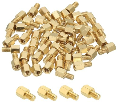 PATIKIL M4 Messing Sechskant Abstandshalter 50 Stück PCB Motherboard Abstandsschrauben Für Drone Quadcopter Computer Bau Elektronik Projekte Leiterplatte Gold (M4 x 6mm+6mm)