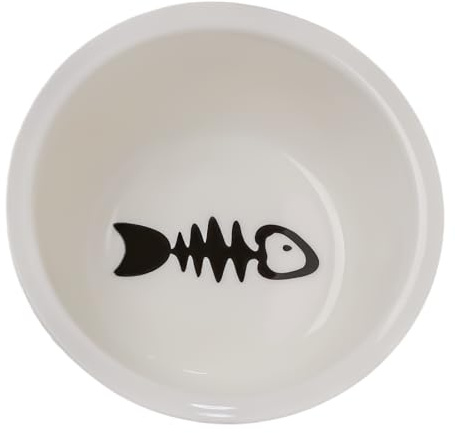 HAOTOP Keramik-Futternapf für Katzen und Kleintiere, Futternapf für Kätzchen, Welpen, Kaninchen, 9,9 cm L x 4,6 cm H, Weiß