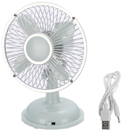 Uqezagpa Ventilador de mesa pequeño de 5.7 pulgadas, oscilante, ventilador de mesa de 2 velocidades USB/AA, escritorio de escritorio de regalo