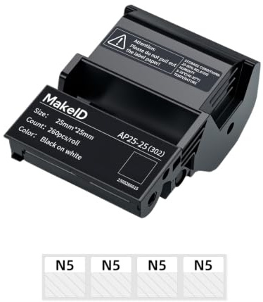 Etichette MakeID EP53, avvolgicavo auto-laminanti per cavi elettrici e dati, etichette PE integrate con cartuccia a nastro per stampante industriale portatile EP53