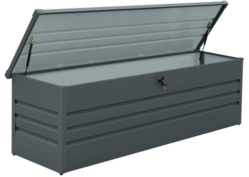 Zolyndo 260 Gallon Waterproof Outdoor Storage Box, Extra Large Outside Metal Deck Storage Box for Patio Cushions, Garden Tools, Pool Supplies