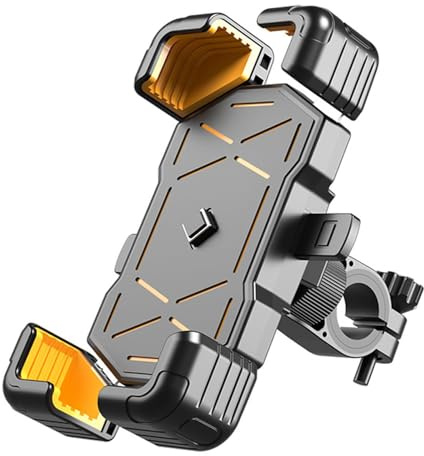 QSLLLY Support Téléphone Moto pour Triumph TF 250X 2024 2025,360° Rotatif Pivotant Support pour Guidon Support Téléphone Moto Réglable Étanche Accessoires Smartphones,Handlebarstyle-Yellow