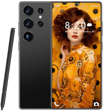 ULUCAN Smartphone S25 Ultra Premium 5G – 16 GB 1 TB, schermo HD 1440p da 7,3, doppia fotocamera da 108 MP e 72 MP, Snapdragon 8Gen 3, ricarica rapida da 8000 mAh, Android 14 sbloccato,Black-1TB