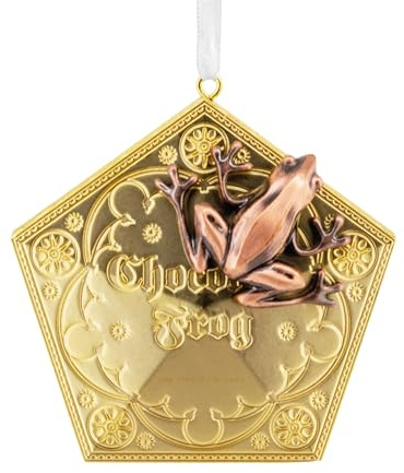 Hallmark Harry Potter Hanging Ornament, Chocolate Frog Box, Gold | Premium Metal Construction for Lasting Shine, Compact Size: H6.3cm by W7cm by D1.9cm, Collectible Gift, Includes 1 Ornament
