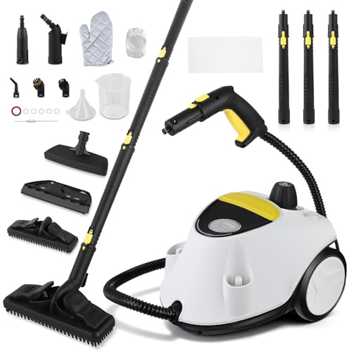 Nettoyeur Vapeur,2100W Nettoyeur Vapeur Haute Pression Avec 22 Accessoires, Chauffage Rapide 320 °F, Réservoir Eau 2.1L, Nettoyeur Vapeur Portable Pour Meubles Cuisine, Salle Bain, Voiture, Sol
