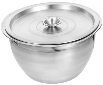 TOYANDONA Bol de Préparation Métal Argenté avec Couvercle en Acier Inoxydable Résistant à Déformation Grand Bol Mélangeur Cuisine et Restauration