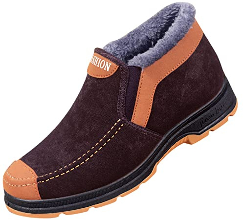 Generisch Snow Boots Men's Non-Slip Winter Boots Lined Short Shaft Ankle Boots Round Thick Sole Winter Boots Slip On Barefoot Shoes Slip-On Boots Bootie Hiking Boots for Hiking, a, 7 UK