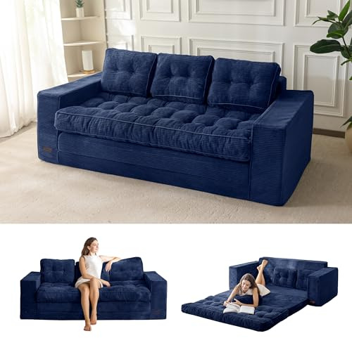 MAXYOYO Divano Letto da Pavimento, Larghezza 190 cm, con Cuscino, Pieghevole 2 in 1, 3 Posti con Funzione di Sonno, Superficie 101 x 196 cm, per Soggiorno, Camera da Letto, Lounge