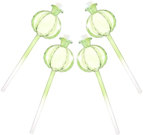 Veemoon Lot de 4 Globes D'arrosage Automatiques en Verre Forme Cactus Transparent, Système D'arrosage Lent pour Plantes en Pot, Jardinage Intérieur et Extérieur, Accessoire Pratique