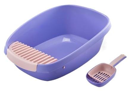 djurtoalett Sluten kattsandlåda, högsidig extra stor kattlåda for stora och flera katter, lättstädad med skopa Standard kattlådor(Purple,L)