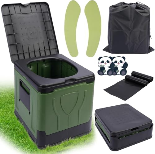 TOSUTO Campingtoalett vikbar, mobil toalett med lock, WC hopfällbar toalett, separationtoalett camping max 150 kg, camping WC för utomhus camping, festival, förråd, tält