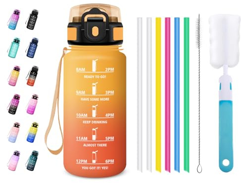 JAPORIA Gourde Sport 500ml, Bouteille Motivation avec Marqueur de Temps, Étanche et Réutilisable, pour Bureau, Vélo, l'école, Randonnée