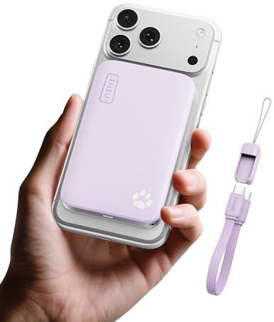 INIU 10000mAh Qi2.2 25W Wireless & 45W USB C Fast Charging Portable Charger | Detachable USB C Cable, Flight-Safe, Travel Essential, Magnetic Phone Essential Battery Pack for iPhone 17-12 Series