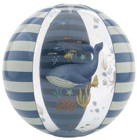 Little Dutch Kinder Strandball Wasserball - Strandspielzeug - Aufblasbar für Jungen ab 2 Jahren - Ocean World blau