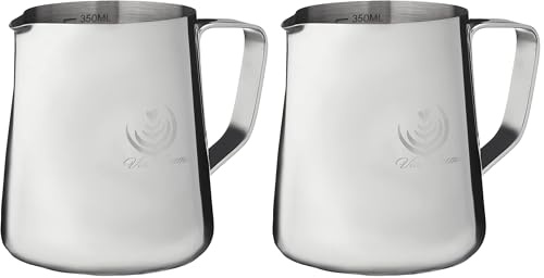 ITALPARTS Bricco Latte Professionale Acciaio Inox 300 ml Lattiera Bricco Latte Bar Milk Jug (300 ML) (Confezione da 2)