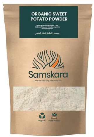 Polvo de boniato Samskara (secado al aire) | Superalimento 100% natural | Rico en fibra, nutrientes y carbohidratos | Sin gluten, vegano | Para cocinar, hornear y como aglutinante natural (500 g)