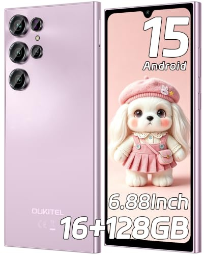 OUKITEL C61 Téléphone Portable Débloqué 6,88 HD+, 16Go +128Go/1To - Violet | Telephone Portable Pas Cher Android 15, Batterie 5150mAh, 13MP+5MP, Smartphone Débloqué 4G Dual SIM/Fingerprint/Face ID/GPS