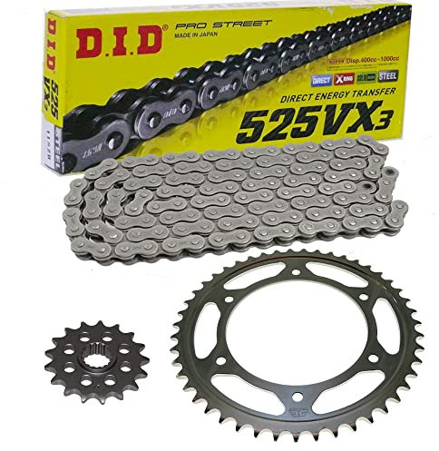 Juego de cadena DID 525 VX3 124 abierto 16/50 compatible con Triumph Tiger 800 XC 11-15