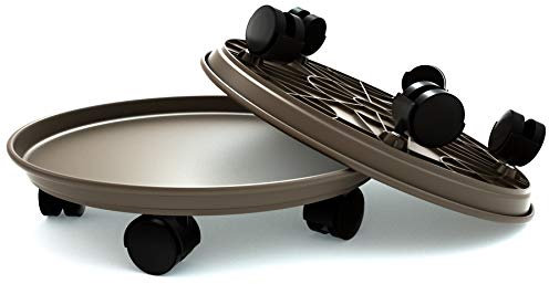 Coadura Plant Caddy 40cm,2 Pack Plant Caddy with Wheels Heavy Duty,Round Potted Plant Stand Mover,Rollers Dolly Trolley Tray Pallet with Wheels Indoor Outdoor Home Garden(15.5 Brown)