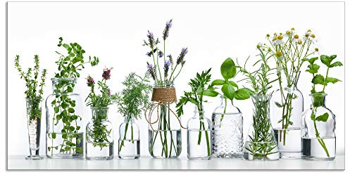 ARTland Spritzschutz Küchenrückwand aus Alu für Küche Herd Spüle 120x60 cm (BxH) mit Motiv Pflanzen Kräuter Gewürze Lavendel Basilikum Blumen H9KE