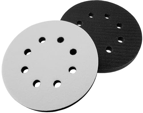 M-jump 2 Pack 5 Inch 8 Holes Sponge Cushion Buffer Orbital Sander Foam Pad Backing Pad - Hook and Loop Soft Interface Pads for Automobile Metal Polishing