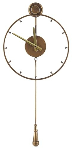 Beliani Orologio da Parete in Metallo Oro con Pendolo Look Vintage ø 61 cm