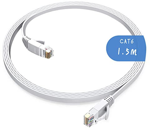 Gulaey 1.5m Cat6 Ethernet Cable, Long Internet Cables High-Speed Patch Cord Flat Design 1Gbps for 250Mhz/s UTP for Console, PS3, PS4, PS5, Switch, Router, Modem, Patch Panel, PC, TV, Home Office