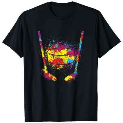 Bunte Eishockeyschläger Eissport T-Shirt