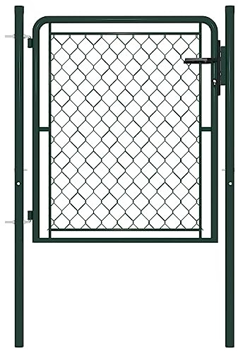 vidaXL Puerta de Valla para Jardín Cancelas Cercado Cerca Entrada Protección Separador Seguridad Patio Terraza Exterior Acero Verde 100x100 cm