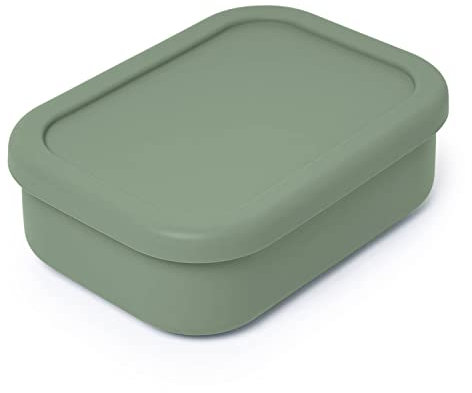 Indian-Tiffin Boîte à repas en silicone avec 3 compartiments - Vert - Qualité alimentaire - Anti-fuite - Passe au micro-ondes