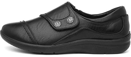 Cushion Walk Rebecca Womens Black Easy Fasten Shoe