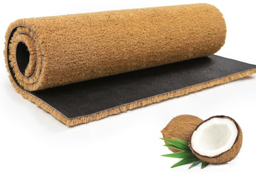 BLADO Coir Matting Natural Coir Entrance Door Mat Indoor Outdoor - Non-Slip Doormat with thick Bristle & Heavy Duty Rubber Back (Brown, 50 x 100 cm)