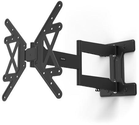 Hama TV Wandhalterung schwenkbar, neigbar, extra Langer Arm, 32-65 Zoll | TV Wandhalterung schwarz, VESA 100x100 bis VESA 400x400, bis 50kg, ultra slim, ausziehbare Halterung, mit fischer-Dübeln