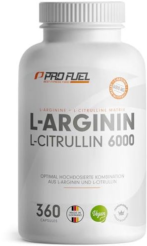 L-Arginin + L-Citrullin-Malat Kapseln 360x - optimal hochdosiert mit 6000 mg pro Tag aus L-Arginin (2400 mg) + L-Citrullin-Malat (3600 mg) - laborgeprüft mit Zertifikat - vegan