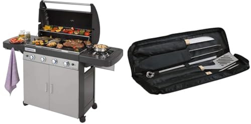 Campingaz 4 Series Classic LS Plus Gas Grill Barbecue con 4 Bruciatori & 205829 Borsa Utensili In Tessuto, Nero, 55 x 14 x 6 cm