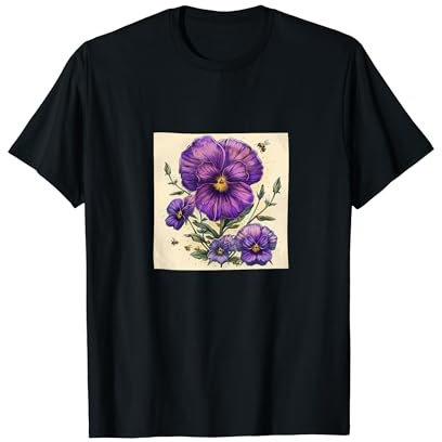 Stiefmütterchen-Blume blühend mit Bienen um Grafik T-Shirt