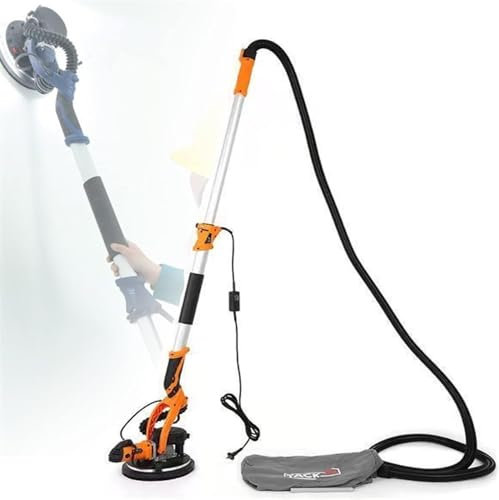 Lijadora eléctrica for paneles de yeso, lijadora orbital, lijadoras giratorias de varilla larga for paredes, con barra de luz LED, aspiradora incorporada, for carpintería, pulido, lijado(Sander+6sandp