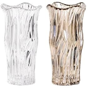 KNUFENG Florero De Cristal, Florero De Cristal Transparente Fashiona, Florero De Decoración Artística para Rosas, Lirios, Tulipanes, Orquídeas, Cuentas De Jade, Juego De 2(Color:A1C1)