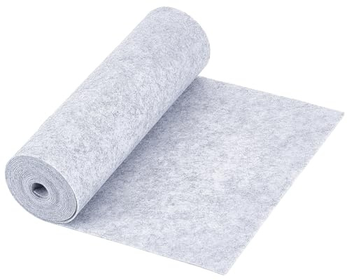 BENECREAT 3m hellgraue Filzrolle, 24cm breiter Vliesfilzstoff, Bastelfilzstoff für Patchwork, Nähen, Dekoration, Basteln, DIY, 1 mm dick