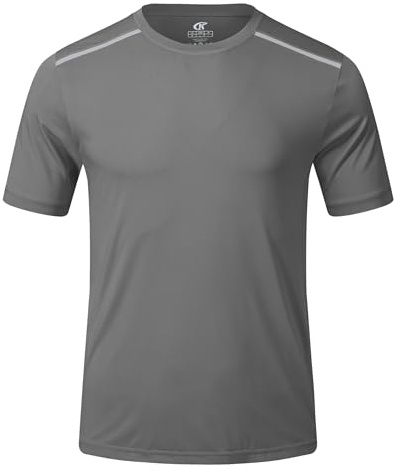 Huayuzh UV-skjorta herr rashguard t-shirt simning skjorta UPF 50+ snabbtorkande lätt andningsaktiv surfing vandring topp, 12 mörkgrå, L