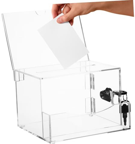 NUOBESTY Abschließbare Wahlurne und Design mit Großem Fassungsvermögen aus Acryl Weißer Spenden- und Vorschlagskasten und Feedback für Allgemeine Abstimmungen