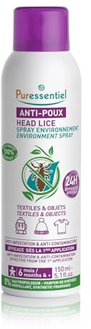 Puressentiel – Spray Textiles Anti-Poux – Elimine et prévient l’infestation – Textiles, voiture, vêtements – Actif 100 pourcent d'origine naturelle – Efficacité testée – 150 ml