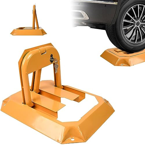 barrière de stationnement, Barrière de stationnement pliable, bloqueur de stationnement manuel amovible, comprend 3 clés de voiture