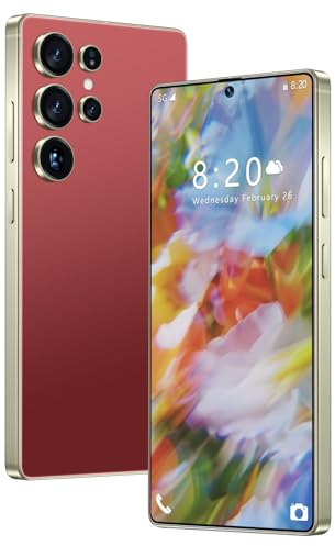 Smartphone S26 Ultra 5G, telefono sbloccato con 16GB di RAM 1TB di ROM, Android 14.0, fotocamera con zoom da 72/108 MP, display HD da 7,3, batteria a lunga durata da 8000mAh,Red-1TB