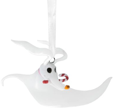 Hallmark Zero with Candy Cane Hanging Ornament, The Nightmare Before Christmas, Tree Decoration, White