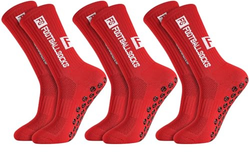 FANTESI 3 Paare Fußballsocken für Herren Damen,Sportsocken Fußball | Anti Rutsch Grip Fußball Socken 39-46 Rutschfeste Sportsocken für Fussball Basketball Laufen
