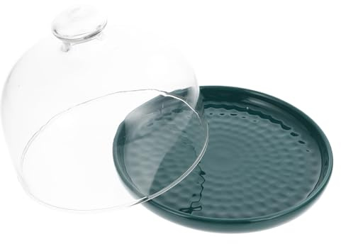 Toyvian Plateau à Dessert Rond 15 Cm En Verre Transparent, Assiette à Gâteau Couvercle Vert, Pour Présentation De Pâtisseries Et Buffet, Fêtes Et Boulangeries, Ensemble